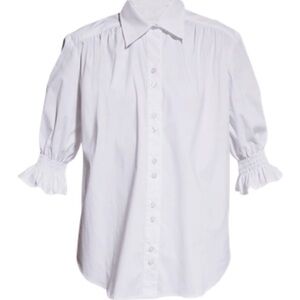 Finley White Puff Sleeve Button-Down Blouse